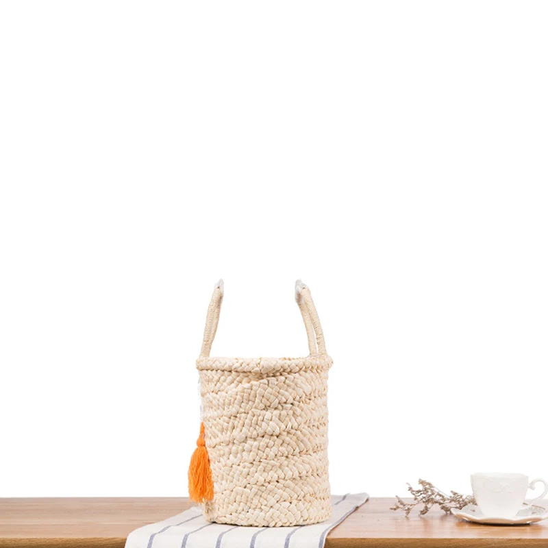 Женская Соломенная Сумка XMESSUN летняя плетеная через плечо с кисточками и