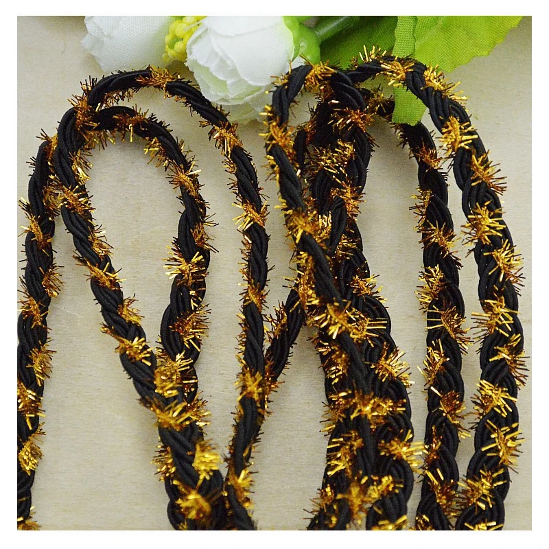 30 м/лот дешевая Высококачественная тесьма кружевная отделка с золотой нитью