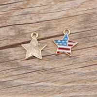 gold enamel american us flag charms alloy drop oil charm america star pendant necklace bracelet hair accessories jewelry making