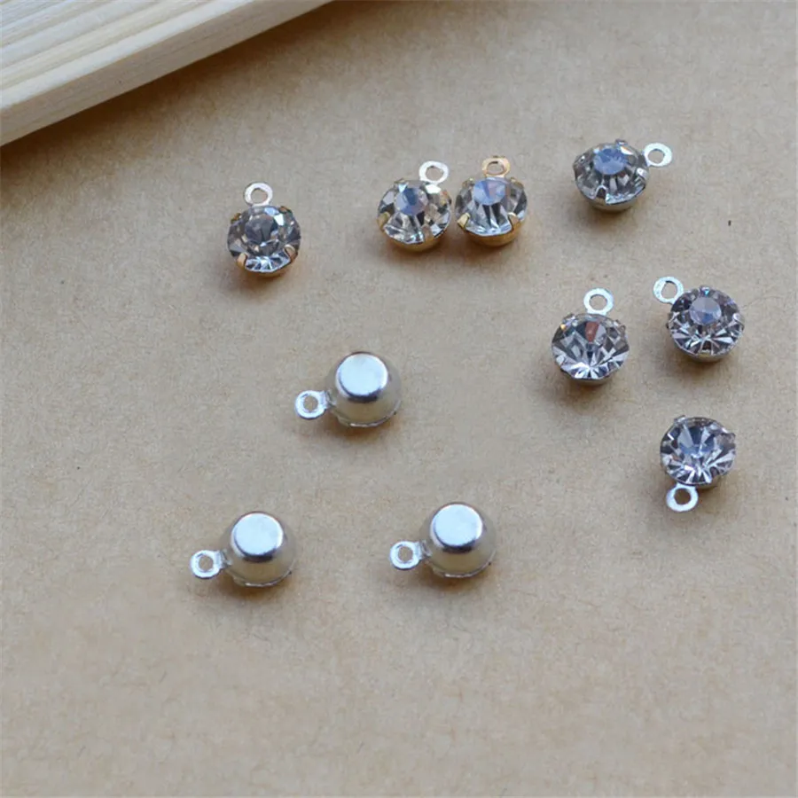 PF 6mm 100pcs/lot Charm Rhinestones Pendant Flatback Strass Adhesive for Crystals Diy Crafts Appliques Wedding Dress TZ040 | Дом и сад