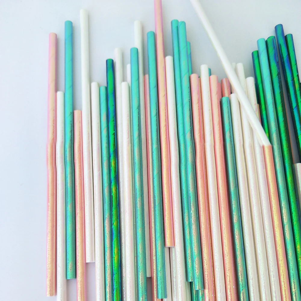 25 шт. радужные одноразовые бумажные соломинки вечерние DIY для подарков для будущей матери для крещения ребенка на день рождения с О-образным вырезом жемчужное настольный декор сплошной соломенная шляпа