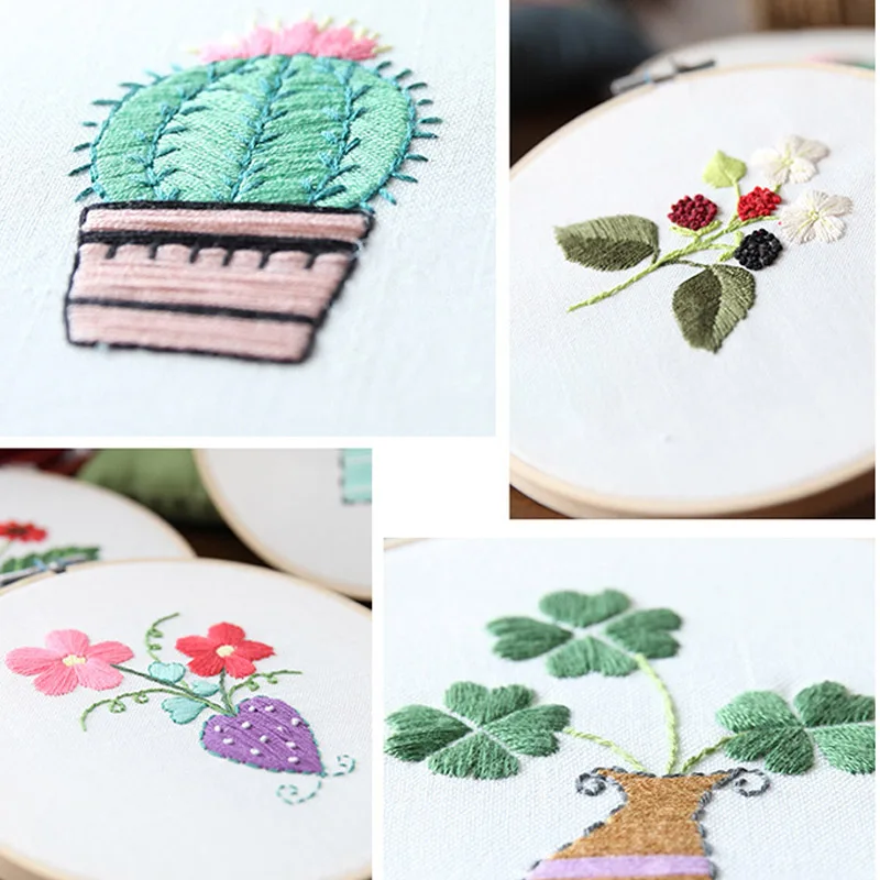 Flower Plant Handmade Embroidered Material Creative Embroidery Materials Package DIY Manual Crafts Cloth Kit Pack | Дом и сад
