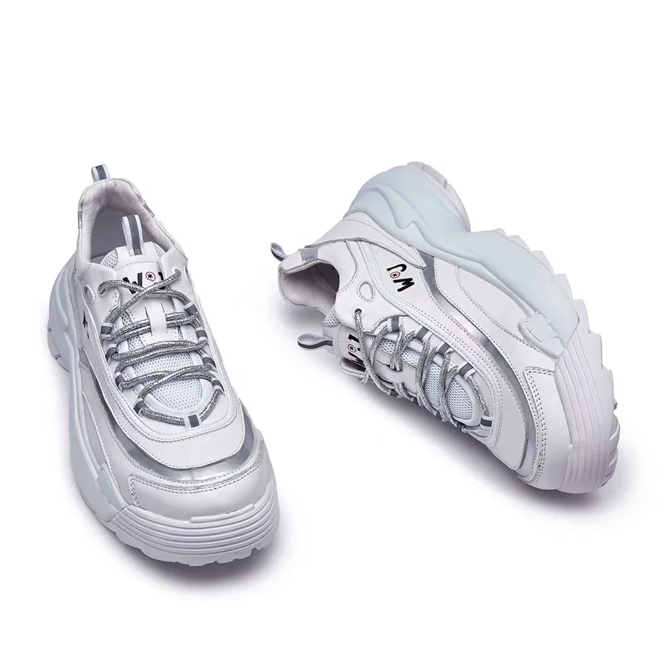 Delivr Sneakers Men Shoes Casual 2019 White Platform Vulcanized Thick Sole Creeper Dad Genuine Leather | Обувь