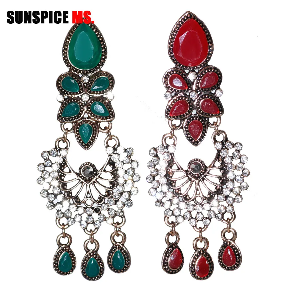 SUNSPICE MS этнические индийские свадебные серьги для женщин античный золотой цвет