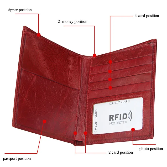 WRF5 Обложка для паспорта для мужчин из натуральной коровьей кожи RFID Блокировка кредитных карт кошелек RFID защита визитница кошельки