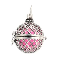 modkisr new arrival 6pcs hollow cage filigree ball box essential oil diffuser locket pendants mesh jewelry diy without chain