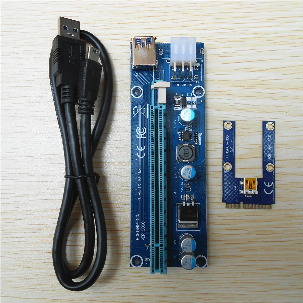30 шт. Ver006C стояк Mini pci-e PCIe PCI Express 1X в 16x Extender Riser Adaptador де tarjeta SATA 6Pin для bitcoin БТД mineria |