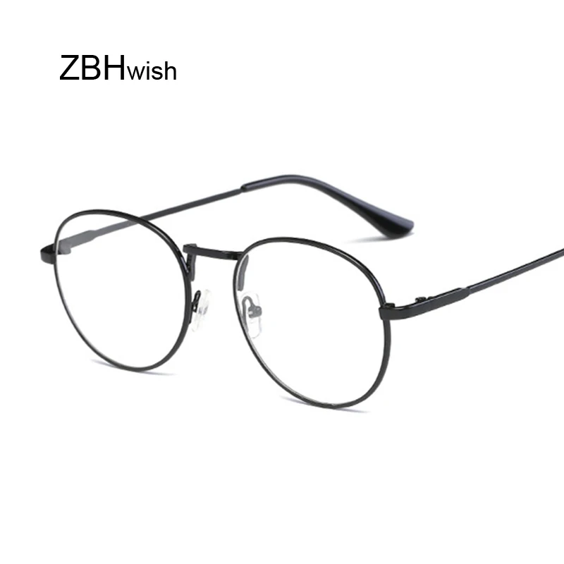 Женская оправа для очков металлическая круглая с прозрачными линзами черная