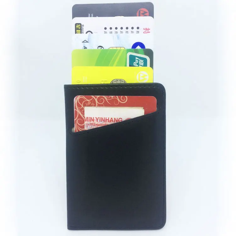 RFID Блокировка кредитный держатель для карт для мужчин и женщин кожаный передний карман кошелек Pull Tab тонкий кошелек