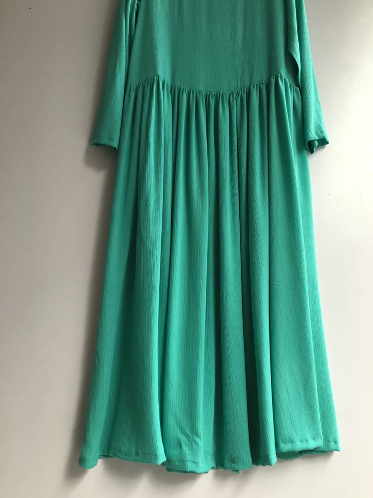 Женское Хлопковое платье с длинным рукавом и круглым вырезом удобное винтажное