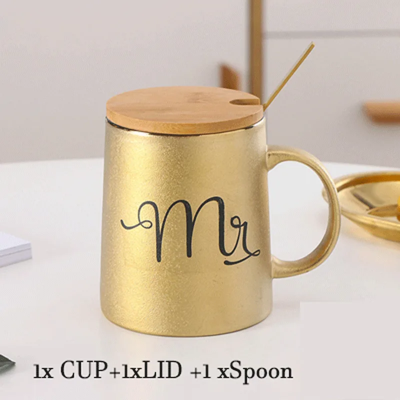 Lip spoon Золотая Матирующая керамическая кружка для сока позолоченный кофе чай МОРИНГ чашка молока ложка крышка набор Волшебный подарок для пары кружка для путешествий 1 шт - Цвет: Lip spoon