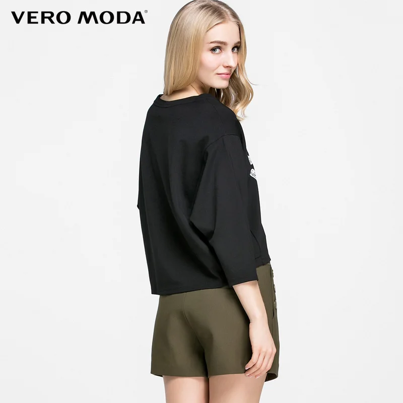 Vero Moda Бренд 2018 Новинка Женский Пуловер Свободный Фасон Короткий Женская Футболка