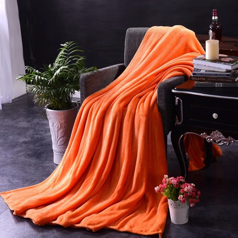 Новое оранжевое розовое фиолетовое однотонное плюшевое одеяло для взрослых