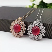 kjjeaxcmy boutique jewels 925pure silver inlay natural crystal red jade medulla pendant necklace snowdrop jewelry