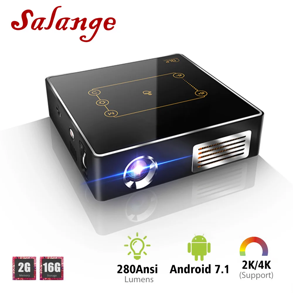 Карманный мини проектор Salange C9 Plus с сенсорной панелью Android 7 1 Wi Fi Bluetooth батарея 8000