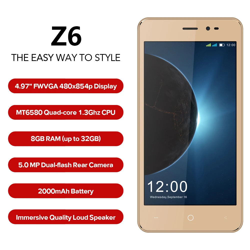 В наличии оригинальный Leagoo Z6 четырехъядерный процессор 5 0 дюйма Android 6 854x480 MT6580M 1