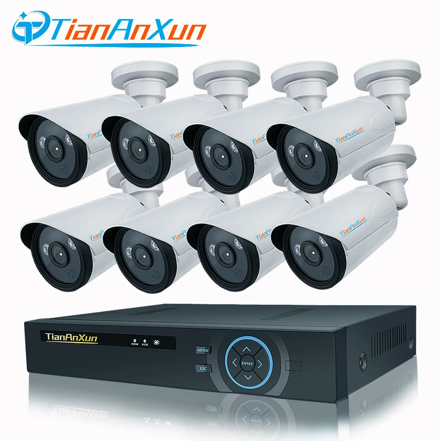 TIANANXUN Система охранной камеры 8ch система видеонаблюдения 8 шт. 1080P CCTV камера 2.0MP