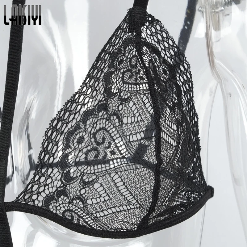 

LAISIYI Sexy Lace Halter Bra Women lingerie Strappy Bra Seamless Bra Wireless Push Up Bra Cropped Top Fashion Clothing ASBR50000