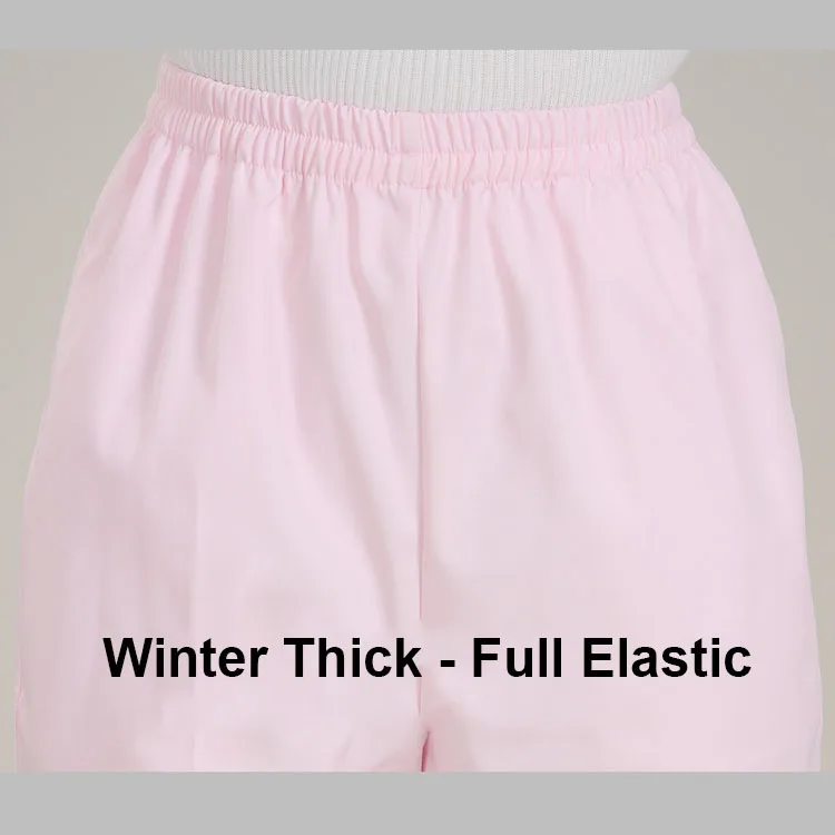 Pink Thick Elactic Женские брюки санитара медицинские рабочие штаны медсестры доктора брюки сплошной цвет белый розовый синий эластичный ждать 2 кармана кожа ткань - Цвет: Pink Thick Elactic