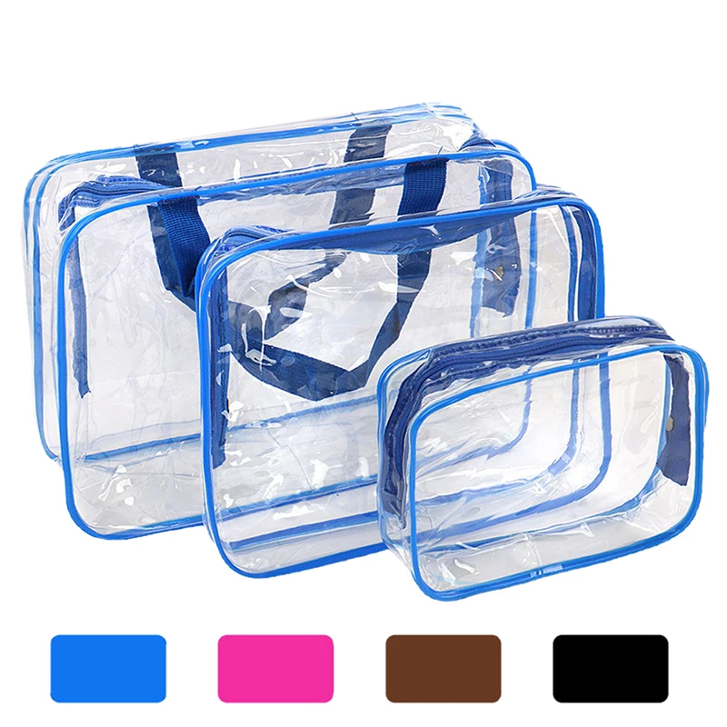 

Wholesale 3 Pcs/Set Clear PVC Cosmetic Bag Travel Wash Makeup Toiletry Holder Pouch Set Kit