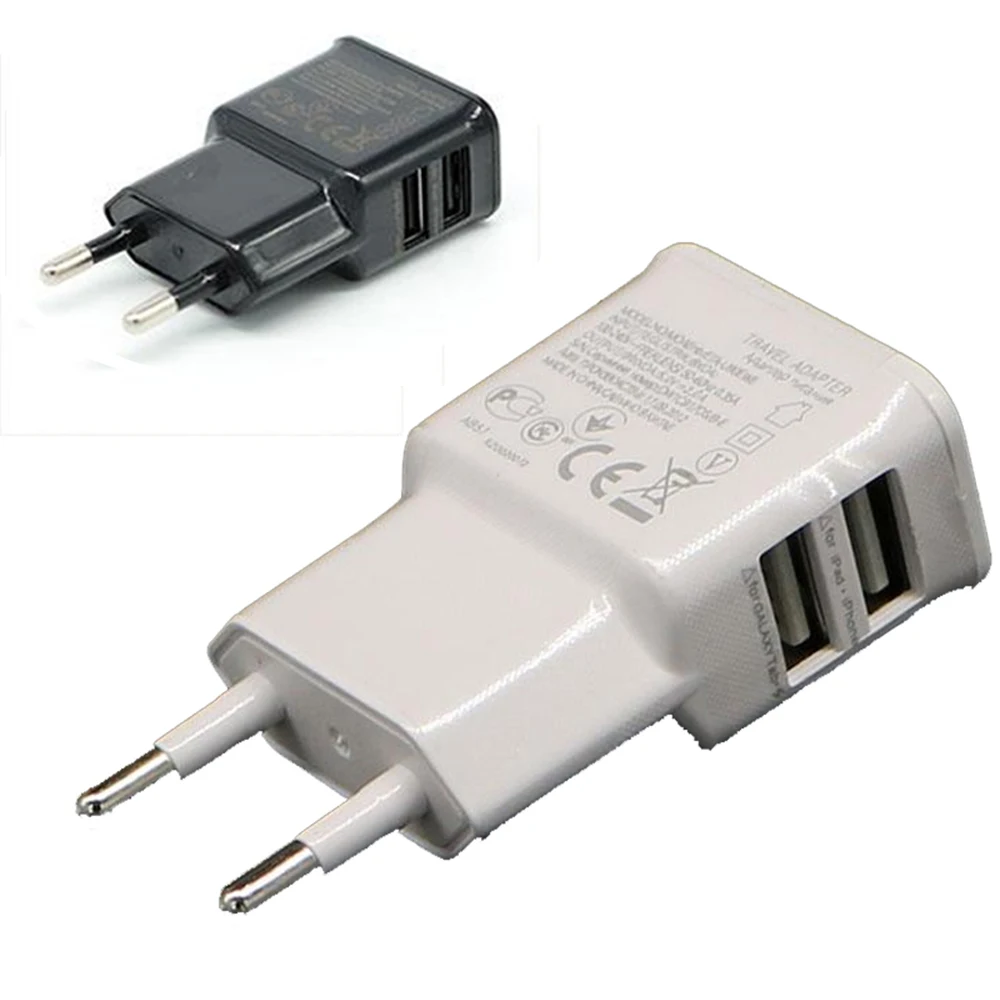 Сетевое зарядное устройство с двойным портом EU 5 В 2 А 1 м Плетеный Micro usb-кабель 2-в-1