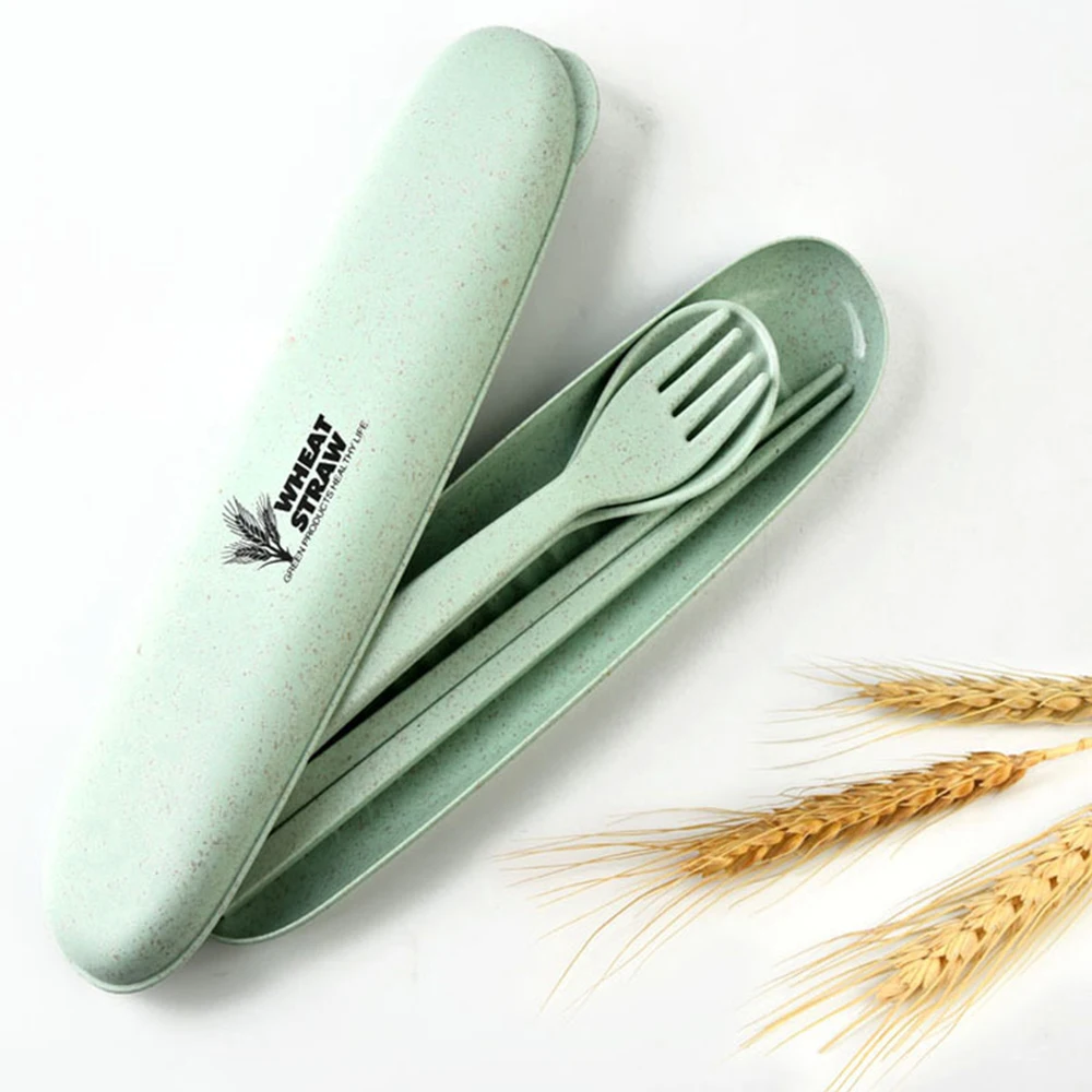 3 шт./компл. Портативные Наборы Посуда Экологически Чистые и Разложению Пшеничной