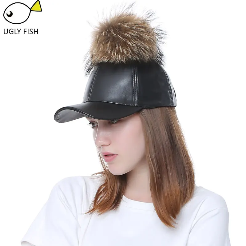 Искусственной Кожи Бейсболка с Pom Pom Pom Pom Snapback Snapback шапки bone gorras planas snapback крышка Бейсболки женщины шапки женские весна-осень