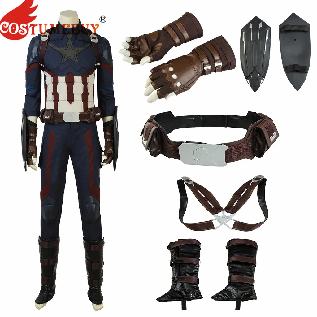 CostumeBuy Мстители 3 Стив Роджерс Капитан Америка ремни перчатки бахилы Мстители Бесконечность война Капитан Америка реквизит L920