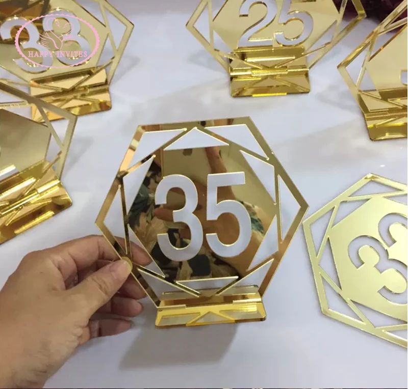 HI9033 Золотые Зеркальные Акриловые Настольные цифры золотые для свадьбы доступно
