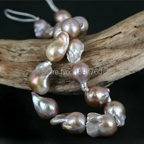 Miss008 Large Baroque Flame-ball Pearl Bead Strand - Nucleated Multi Color | Украшения и аксессуары