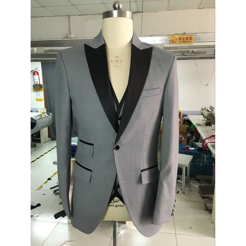 Фабрика HB073 приталенный серый с одной пуговицей двойным вентиляционным