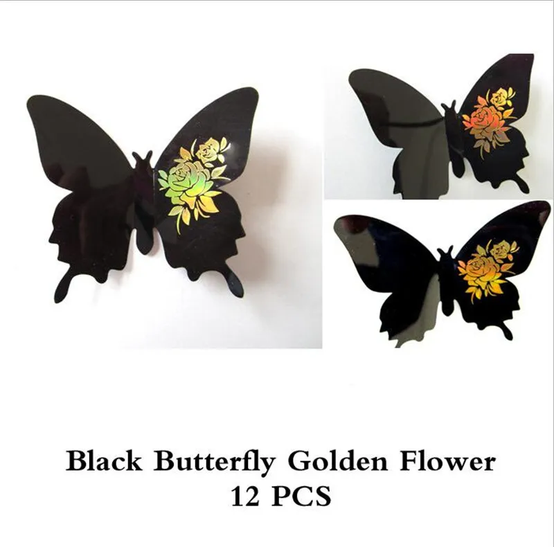 Настенные наклейки бабочки 3D Красочные Зеркальные Художественный Декор для