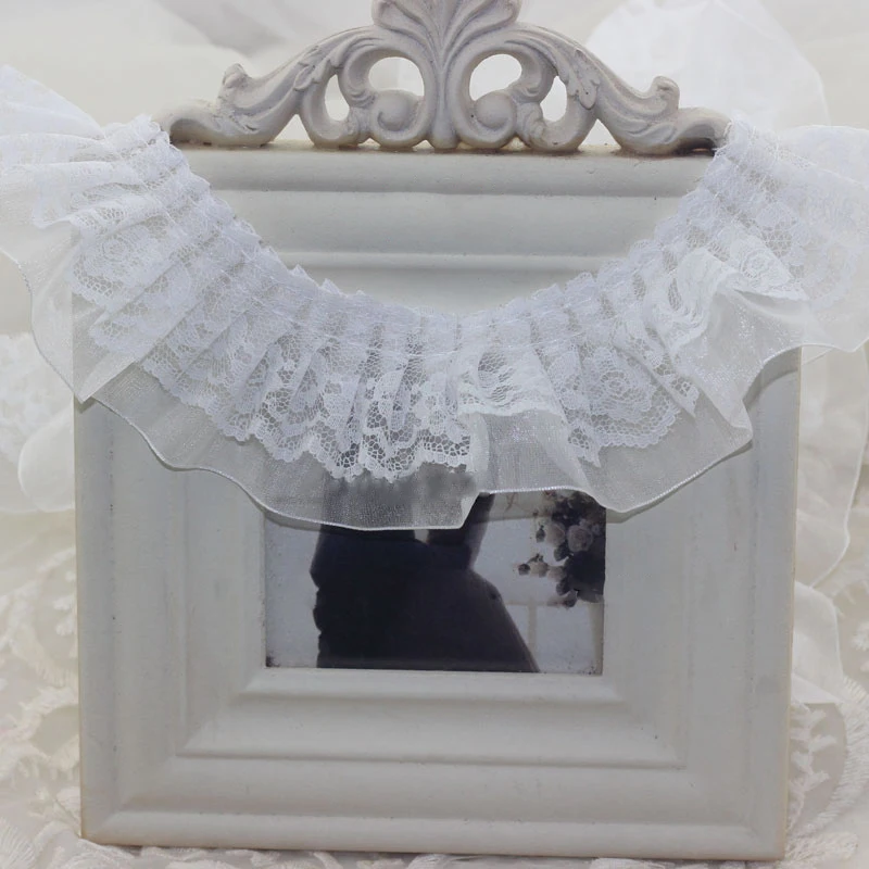 Двухслойная Складная кружевная отделка ширина 5 см ткань ручной работы с