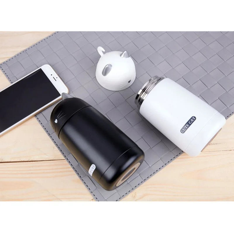 Cute Cat Thermo Cup Thermos Mug For Children Vacuum Flask 330 Ml Water Bottle Stainless Steel Drinkware Belly | Дом и сад
