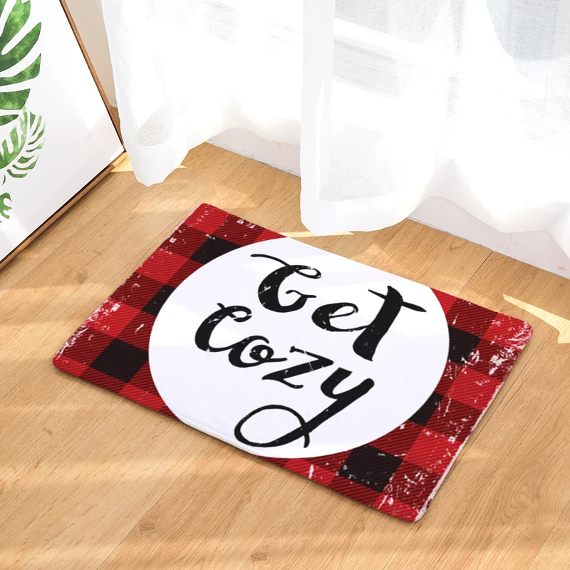 Приветственный напольный коврик с рождественским принтом фланелевый Коврик для
