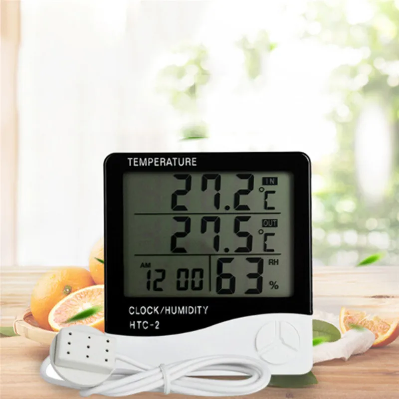 high precision digital thermometer hygrometer electronic lcd temperature humidity meter weather station indoor outdoor clock free global shipping