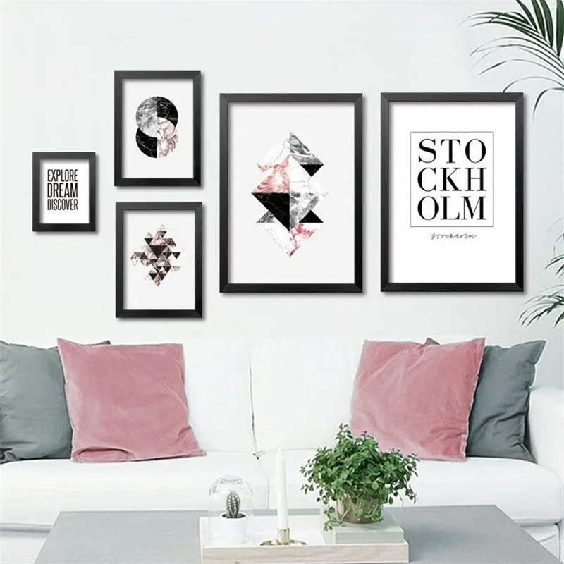

Nordic Abstract Art Canvas Poster Prints,Geometric Shapes Creative Letter on canvas wall for living room Modern Home DecorDP0440