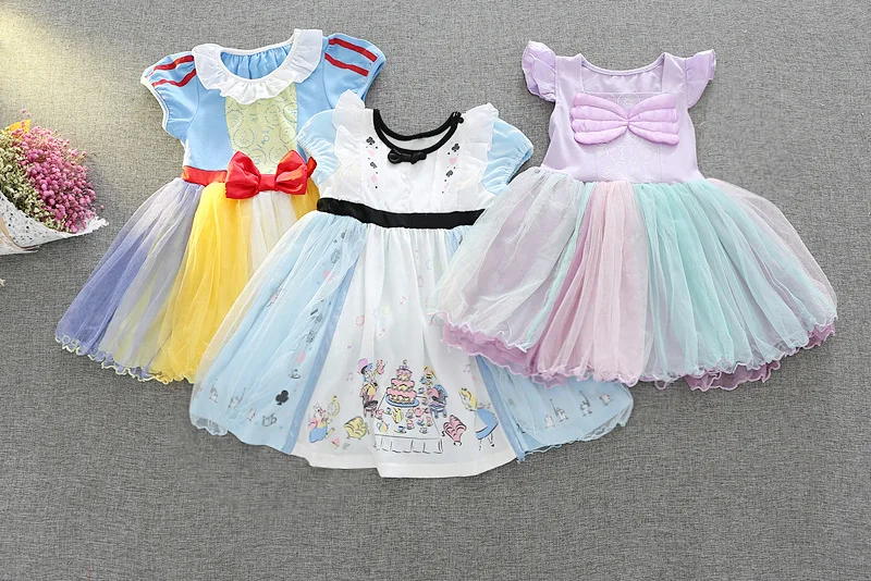 

Lovely Dress Girls Birthday Party Clothes Halloween costume for girls 2017 Snow White Dress Hot Children Girls Princess Dress