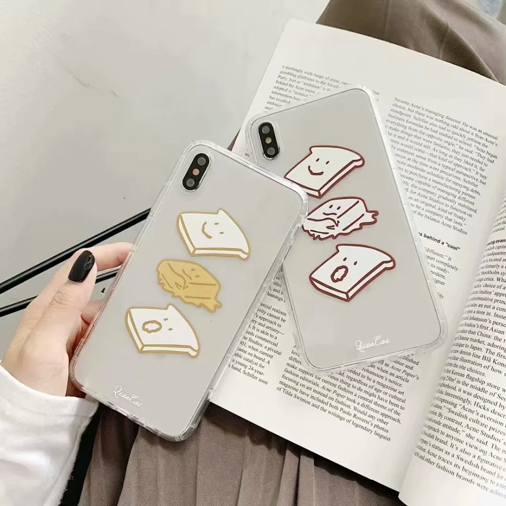 ORYKSZ Cute Bread Phone Case For iPhone X XS Max XR Cover iphone 8 7 6S Plus Silicone Ultra thin Tpu Clear Transparent |