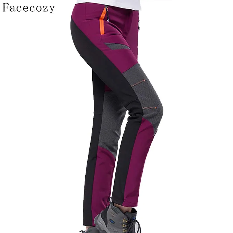 Facecozy женские осенние уличные теплые флисовые охотничьи штаны Лоскутные дышащие