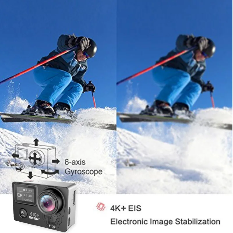EKEN H5s Plus Ультра HD экшн камера 4K + 12 МП с EIS подводный водонепроницаемый Cam Удаленная