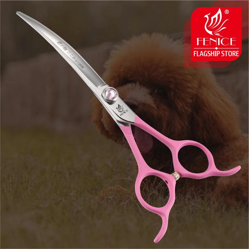 

Fenice Pink Pet Grooming Scissors 6.5" Japan 440c Stainless Steel Dogs Curved Trimming Shears for Pet Magasin Grooming Scissor