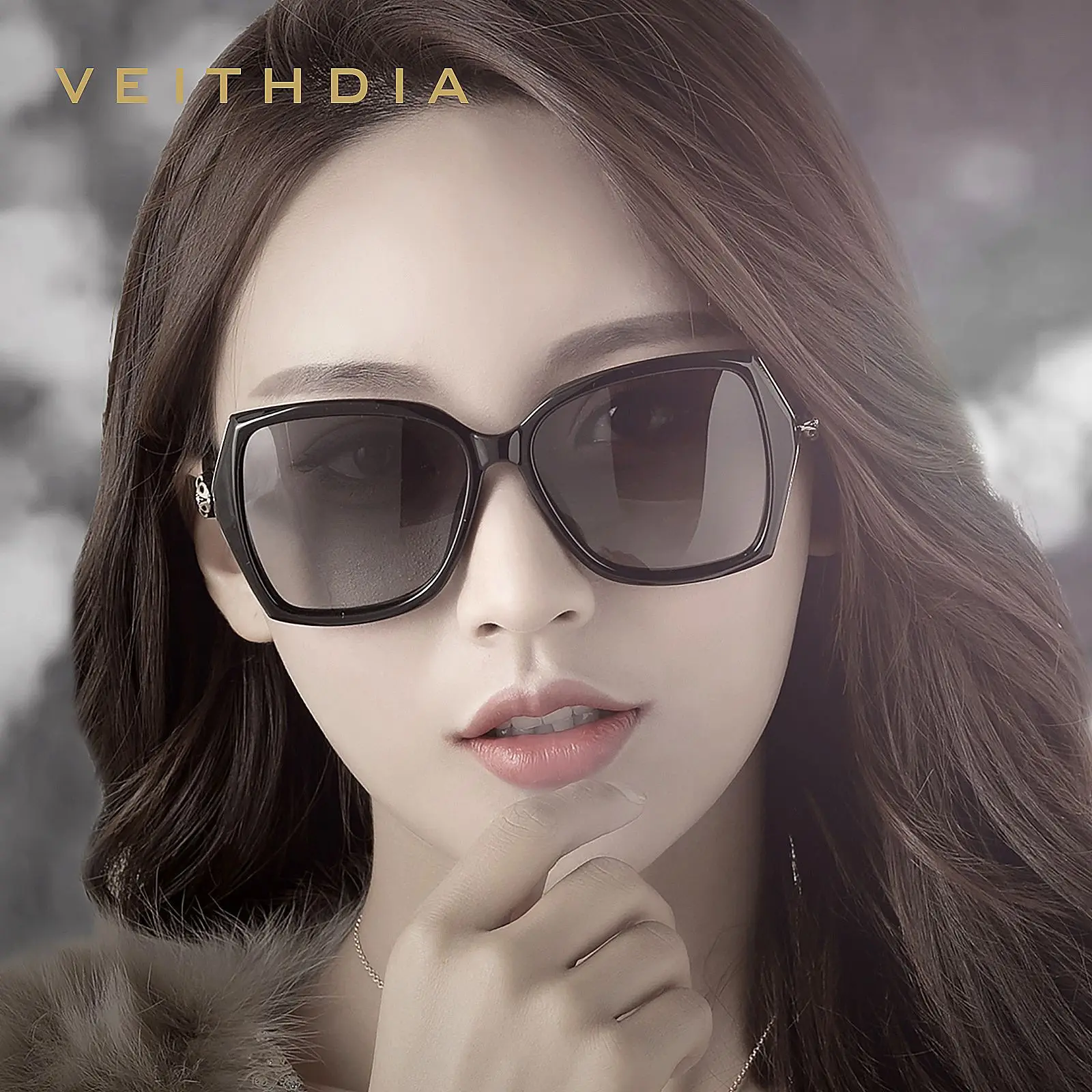 Женские большие солнцезащитные очки VEITHDIA элегантные с бриллиантами UV400 3039 2019 |