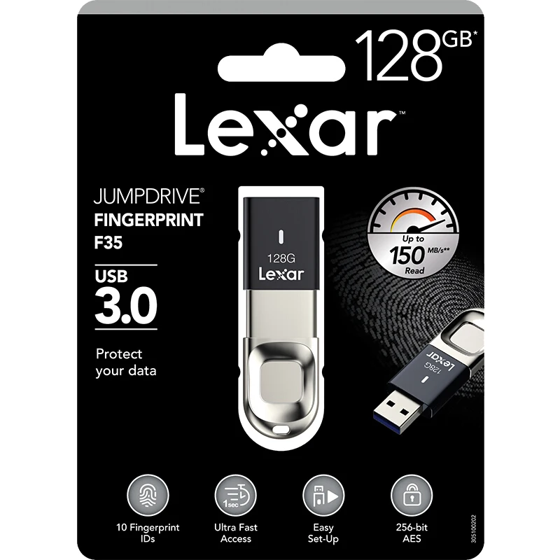 Оригинальный Lexar Распознавание отпечатков пальцев 128 г 64 32 флеш накопитель USB 3 0