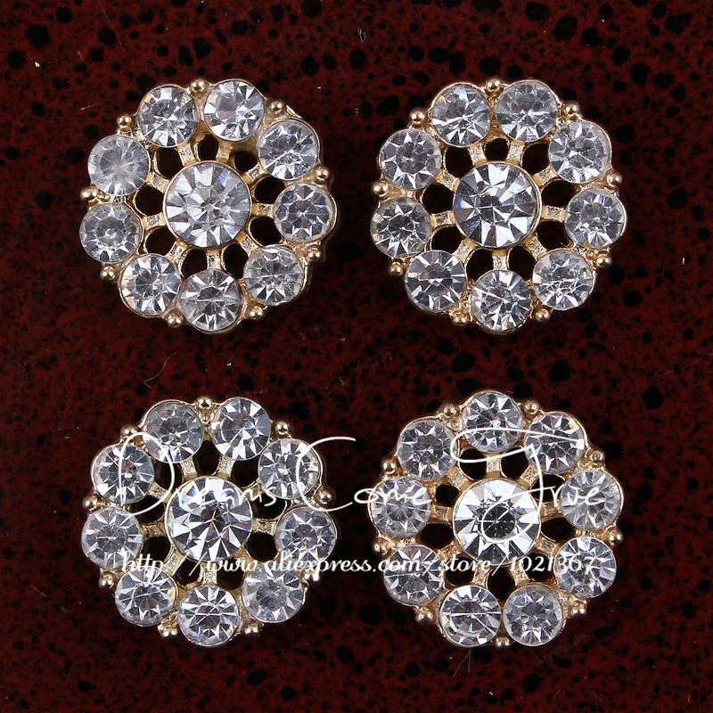 

50pcs/lot 13MM 2Colors Newhot Round Sparkly Rhinestone Button For Wedding Accessories Clear Crystal Button For Baby Hair Flower