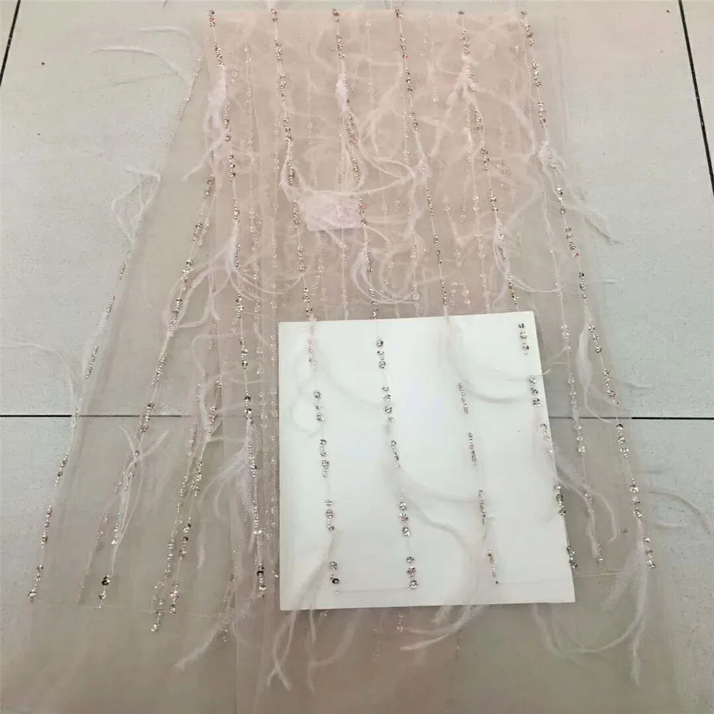 Black Nice looking feather embroidery tulle mesh lace fabric with good quality for party dress HJ406-1 | Дом и сад