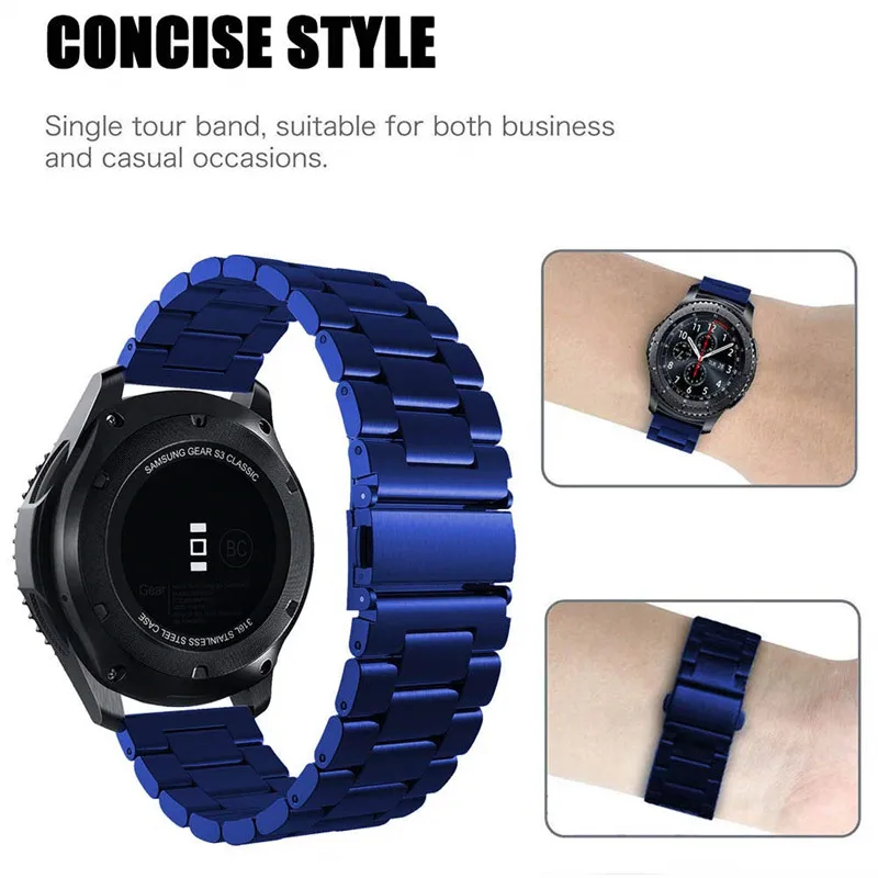 Для samsung gear S3 Band 22 мм Твердый металлический деловой ремешок из нержавеющей стали для samsung gear S3 Frontier/Classic/Galaxy Watch 46 мм