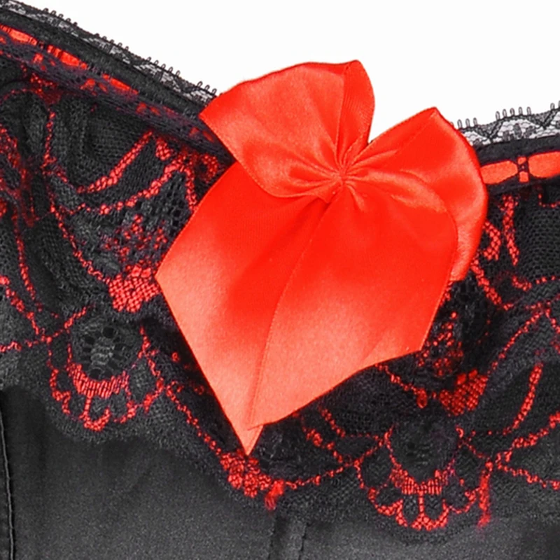 X Сексуальная Bowknots Пластик Костей Бюстье зашнуровать Красный Корсет платье