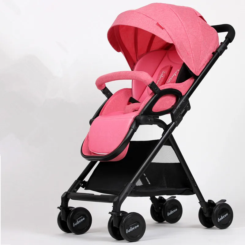 Pink Steel Высокая Ландшафтная легкая детская коляска складной Портативный путешествия коляска детская коляска розовый коляска - Цвет: Pink Steel