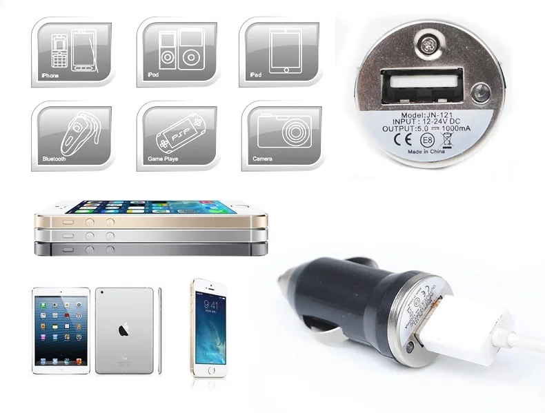 5 В 1A автомобиля USB2.0 Зарядное устройство гнездо прикуривателя Порты и разъёмы USB